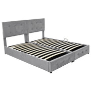 Letto Contenitore 180x200 cm; Matrimoniale; idraulico e trasformabile; in Velluto; Grigio