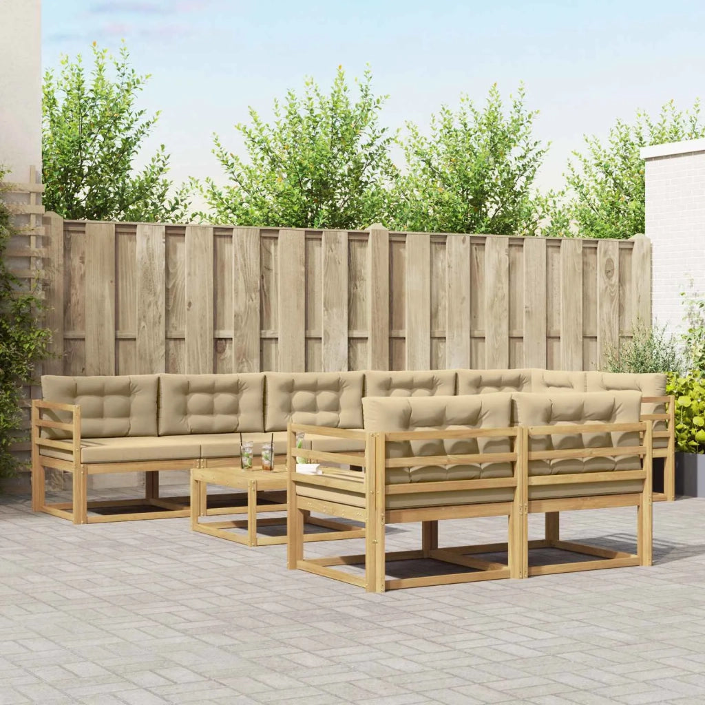 Set di divani da esterno 9 pcs Bianco e Beige 79 x 79 x 37 cm 3386642