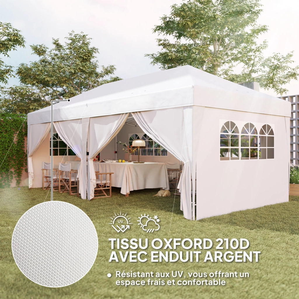 Tenda da giardino pieghevole ¨C zephmum ¨C 3x6m con 6 pannelli, bianco