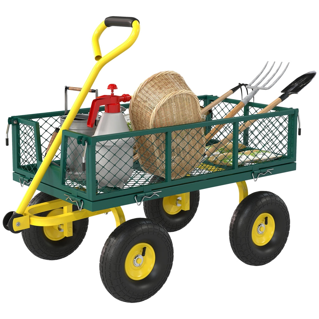 Carrello Giardino ¨C zephmum ¨C Acciaio Verde Giallo 104x54x51 cm
