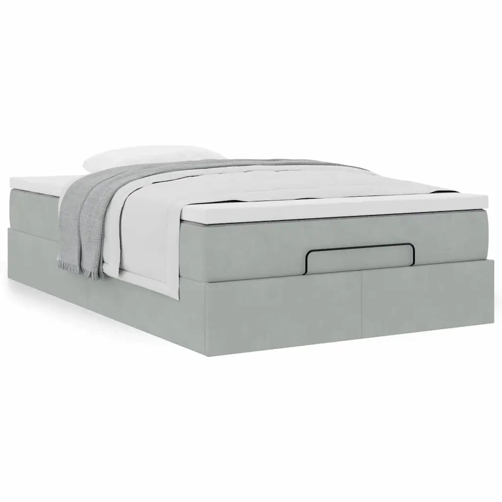 Pouf Letto con Materasso Grigio Chiaro 120x190 cm in Velluto 3311171