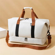 Borsa a Weekend - Grande valigia per donne con 2 blocchi di accessori - Borsa per bagaglio/trasporto notturno - Borsa multifunzionale impermeabile - Bianco crema/Dimensione unica