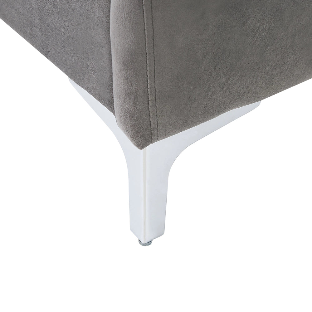 Letto in velluto grigio tappezzeria matrimoniale 140 x 200 cm con rete a doghe e testiera capitonné con bottoni