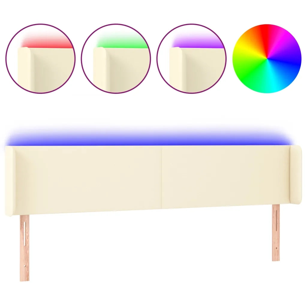 Testiera a LED Crema 163x16x78/88 cm in Similpelle 3123054