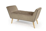 PANCA IN VELLUTO CON GAMBE LEGNO 117 X 40 X 60 CM IN COLORE TORTORA