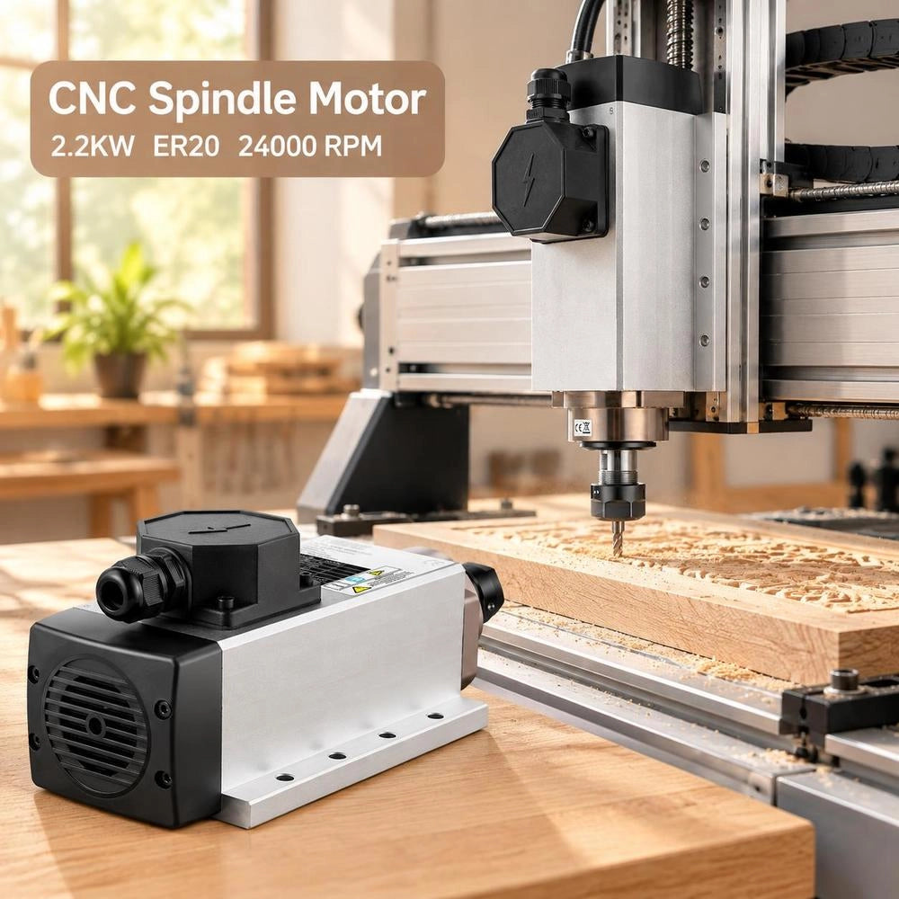 Air-cooled Spindle Motor 2.2kW, ER20 Collet Milling Spindle Linear Motor, Air-cooled CNC Engraving Milling Numerical Milling Motor, 24000RPM Engraving Machine Spindle Motor