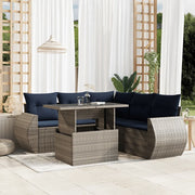 Set Divani da Giardino 6 pz con Cuscini Grigio in Polyrattan 3268531