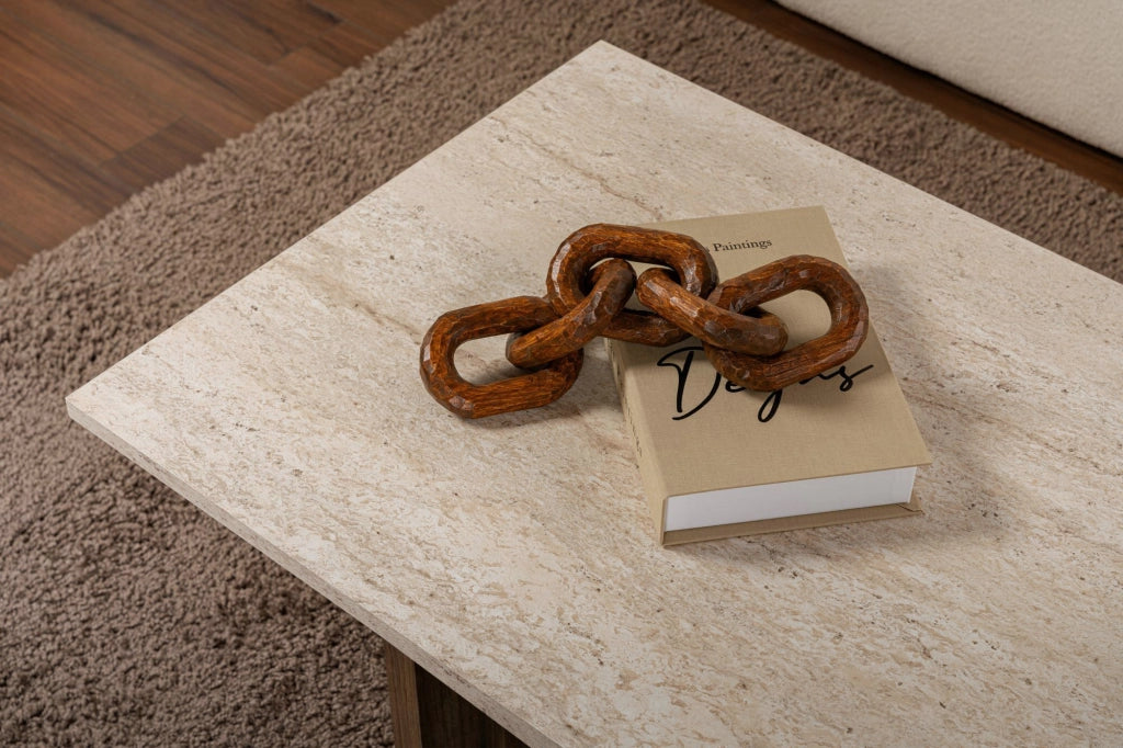 Tavolino in legno "Sabin" - 119 x 60 x 40 cm - Travertino