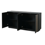 Credenza con 4 ante e 4 vani di contenimento; design con linee dorate; per soggiorno e ingresso; 35 × 140 × 70 cm