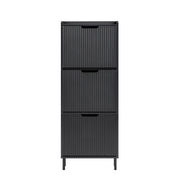 Mobiletto portascarpe scarpiera mobile ingresso salvaspazio Regolabili Nero 50x19x130cm 3 ante FSR177-H-SCH