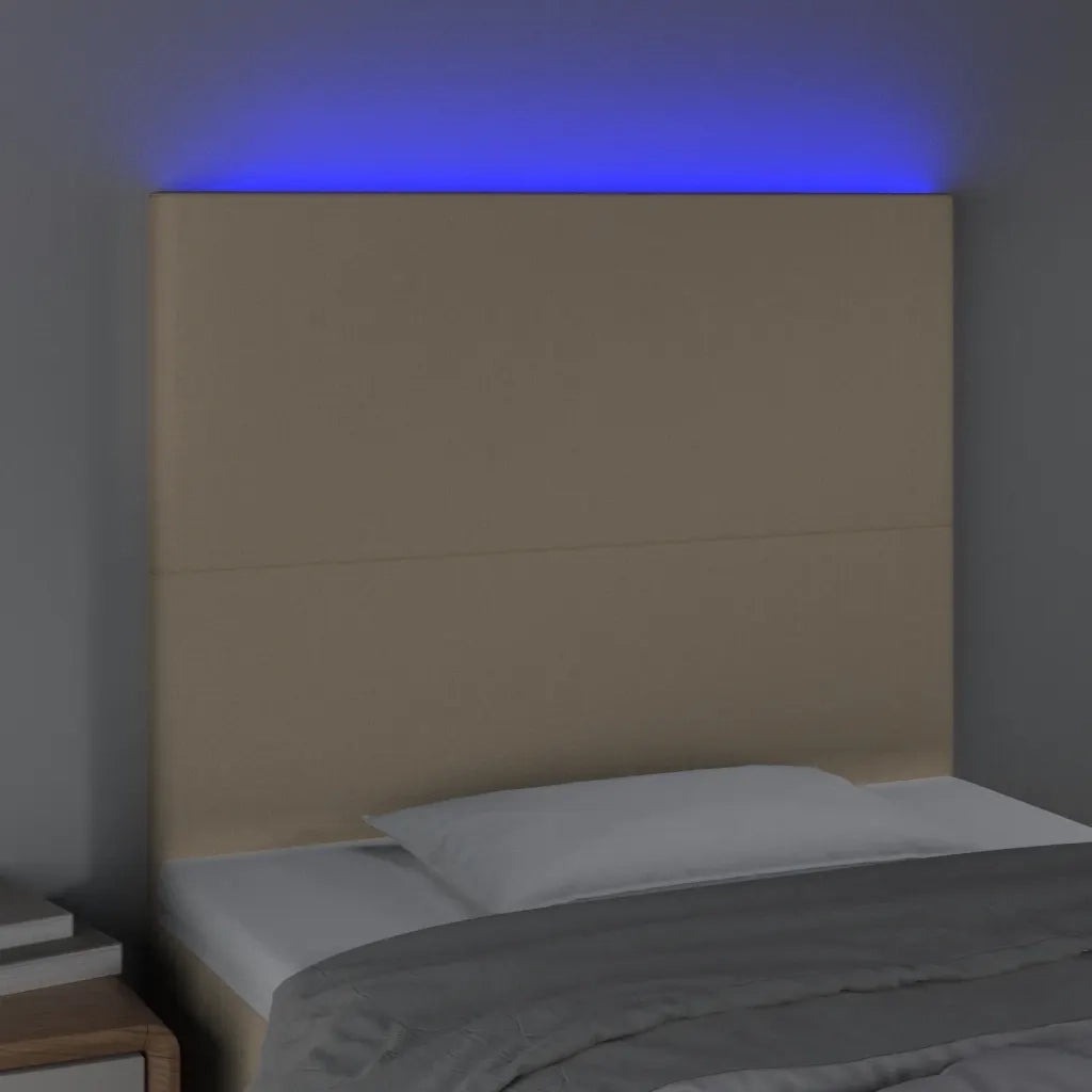 Testiera | Testata a LED crema 90x5x118/128 cm in Tessuto