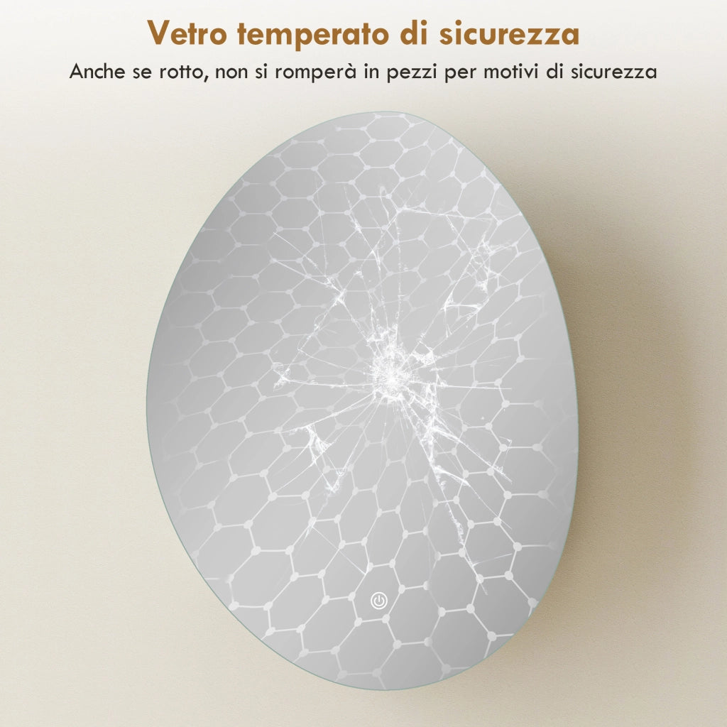Armadietto da Bagno con Specchio a LED 50x14x70 cm Anti-Appannamento Illuminazione Dimmerabile 3 Colori Bianco