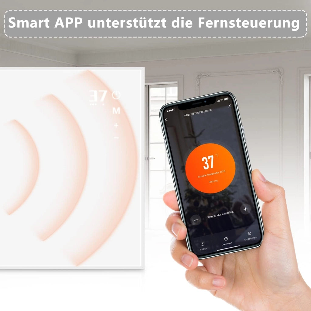 ZMH Riscaldatore a parete 450W infrarossi a risparmio energetico con telecomando per camere da letto e hotel