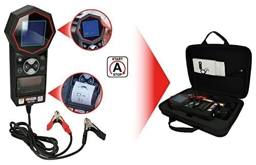 KS TOOLS 550.1649 Tester digitale per batterie 12V 24V con stampante integrata controllo stato batteria e sistema di carica colore Nero