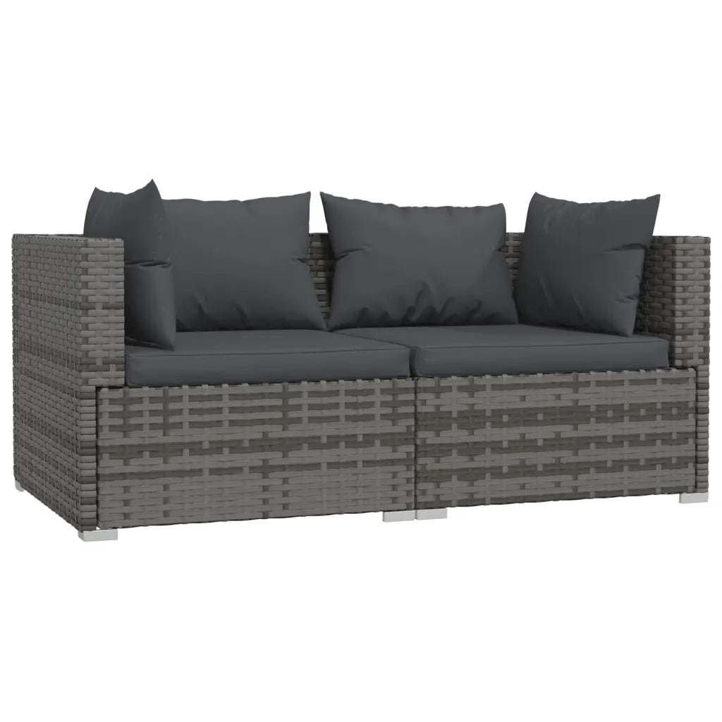 Set Divani da Giardino 3 pz | Set Salotto da Giardino con Cuscini in Polyrattan Grigio