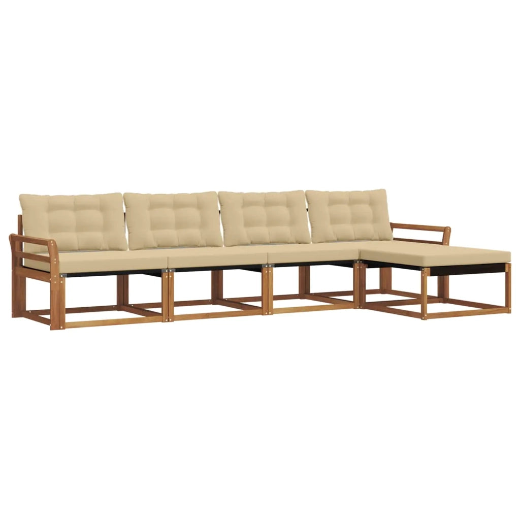 Set di divani da esterno con cuscino 5 pcs Naturale e Beige 3369364