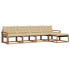 Set di divani da esterno con cuscino 5 pcs Naturale e Beige 3369364
