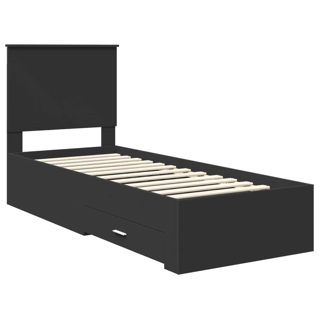 Struttura del letto con testiera Nero e Argento 70 x 190 cm 3411369