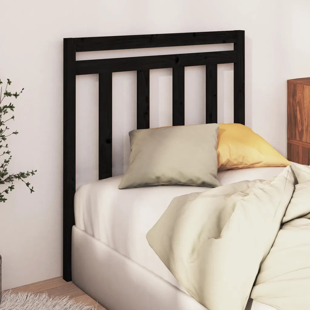 Testiera per Letto-Testata-Testiera Decorativa Nera 95x4x100 cm in Legno Massello di Pino 592436