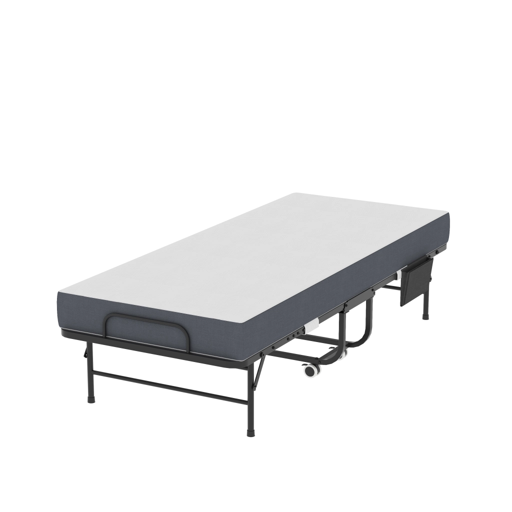 Letto pieghevole singolo 190x78 cm con materasso in schiuma viscoelastica e ruote