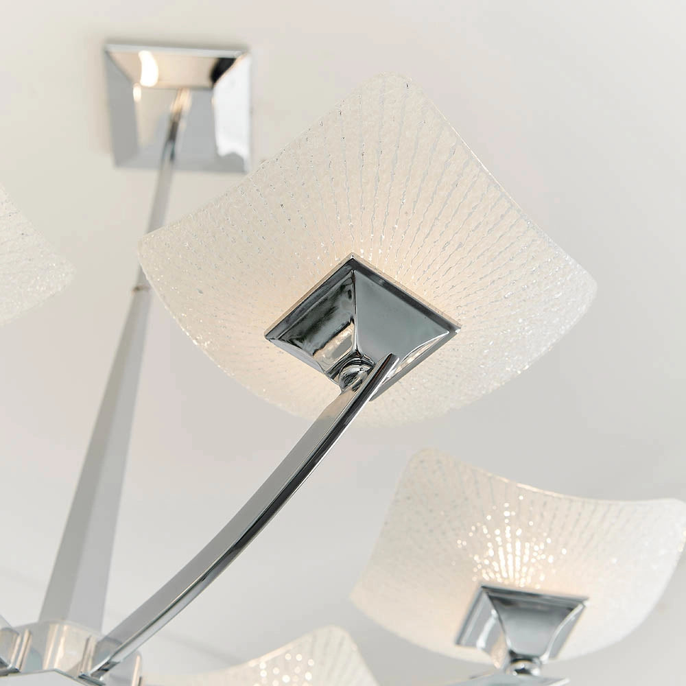 Plafoniera Ayres Endon cromo vetro scavo 6xG9 dimmerabile