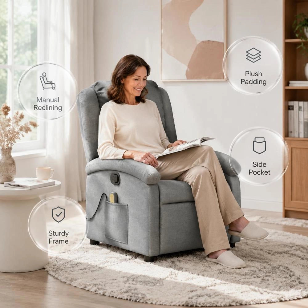 Massage Chair, Light Grey Fabric