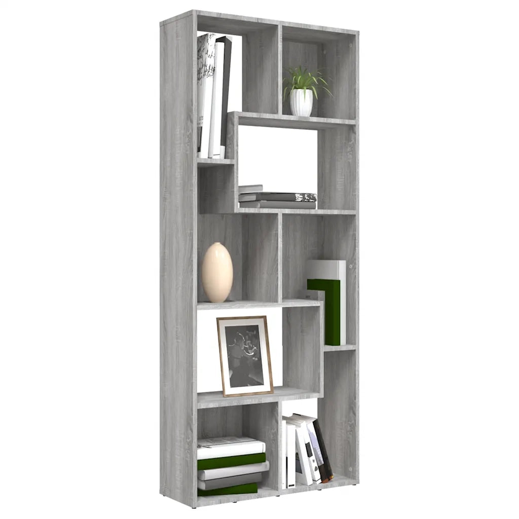 Libreria-Scaffale per Libri-Mobile di Stoccaggio Grigio Sonoma 67x24x161 cm in Legno Ingegnerizzato