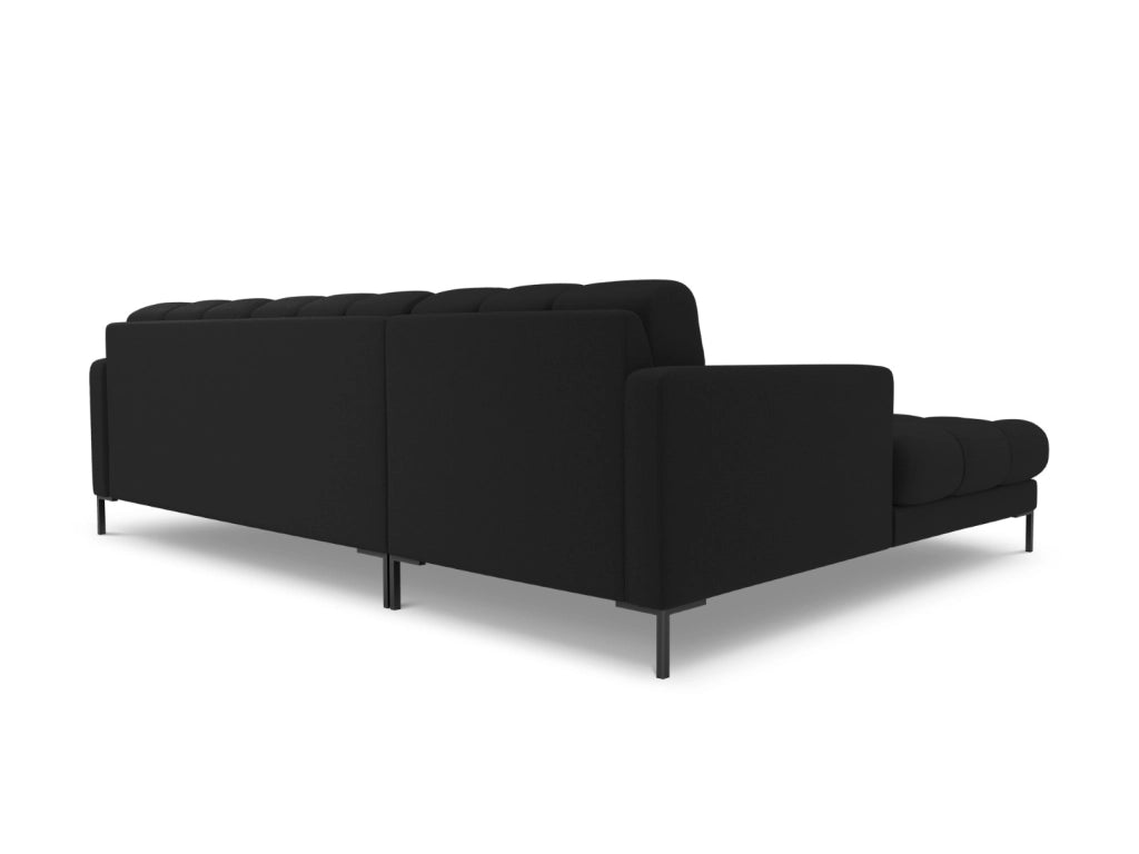 Cosmopolitan Design - Divano angolare sinistro "Bali" 5 posti in tessuto strutturato nero 