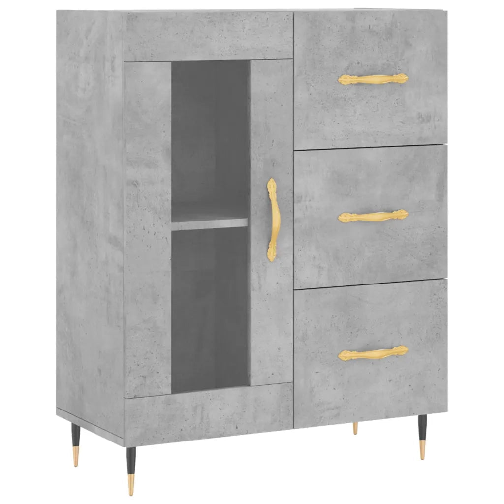 Credenza-Buffet-Armadio da cucina Grigio Cemento 69,5x34x180 cm in Legno Multistrato 603923