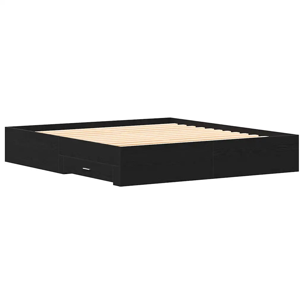 Letto matrimoniale | Letto per adulti | Struttura del letto Rovere Nero 180 x 200 cm Legno multistrato