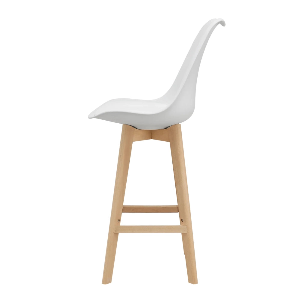 Set di 4 sgabelli da bar in plastica sintetica finitura faggio 105 x 48 x 58 cm bianco 03_0008716