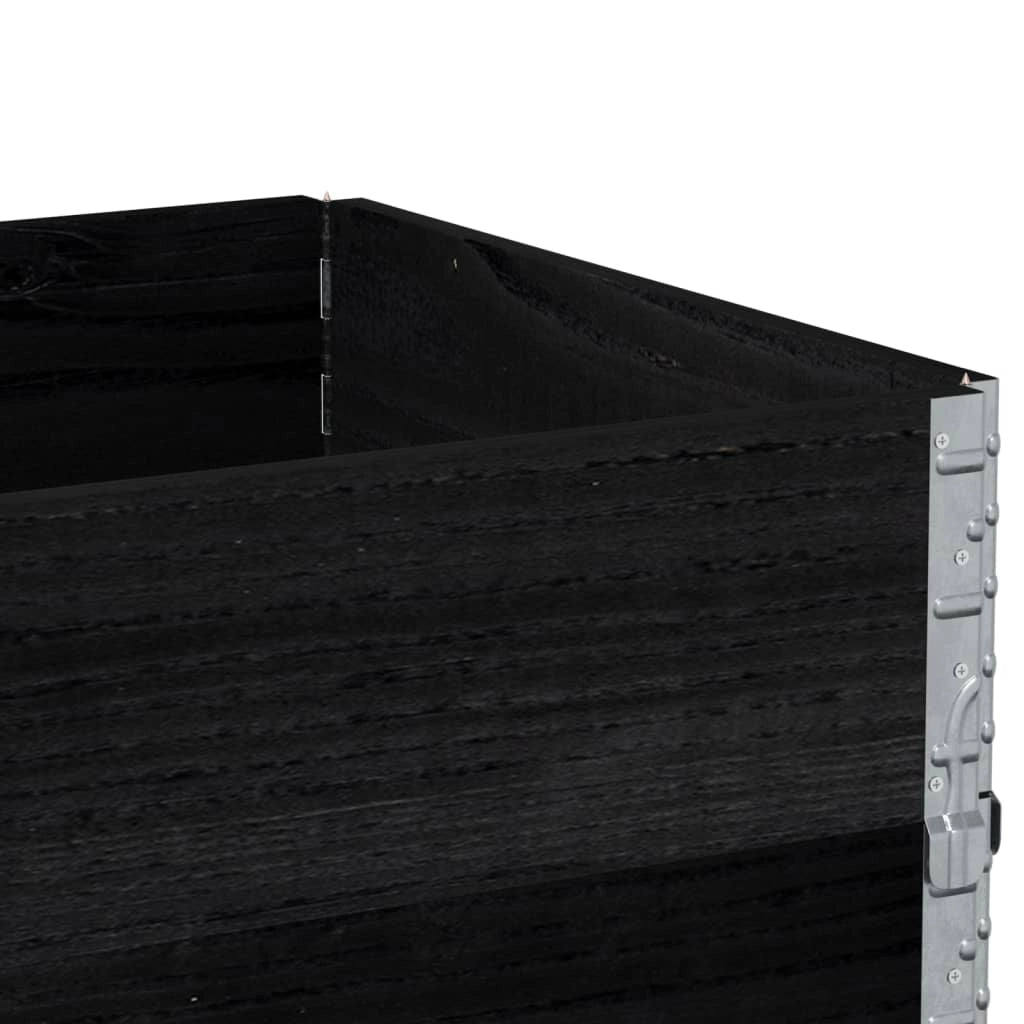 Vassoio per fioriera aiuola rialzata piante fiori terrazza giardino 80 x 60 cm legno massello di pino nero 02_0037886