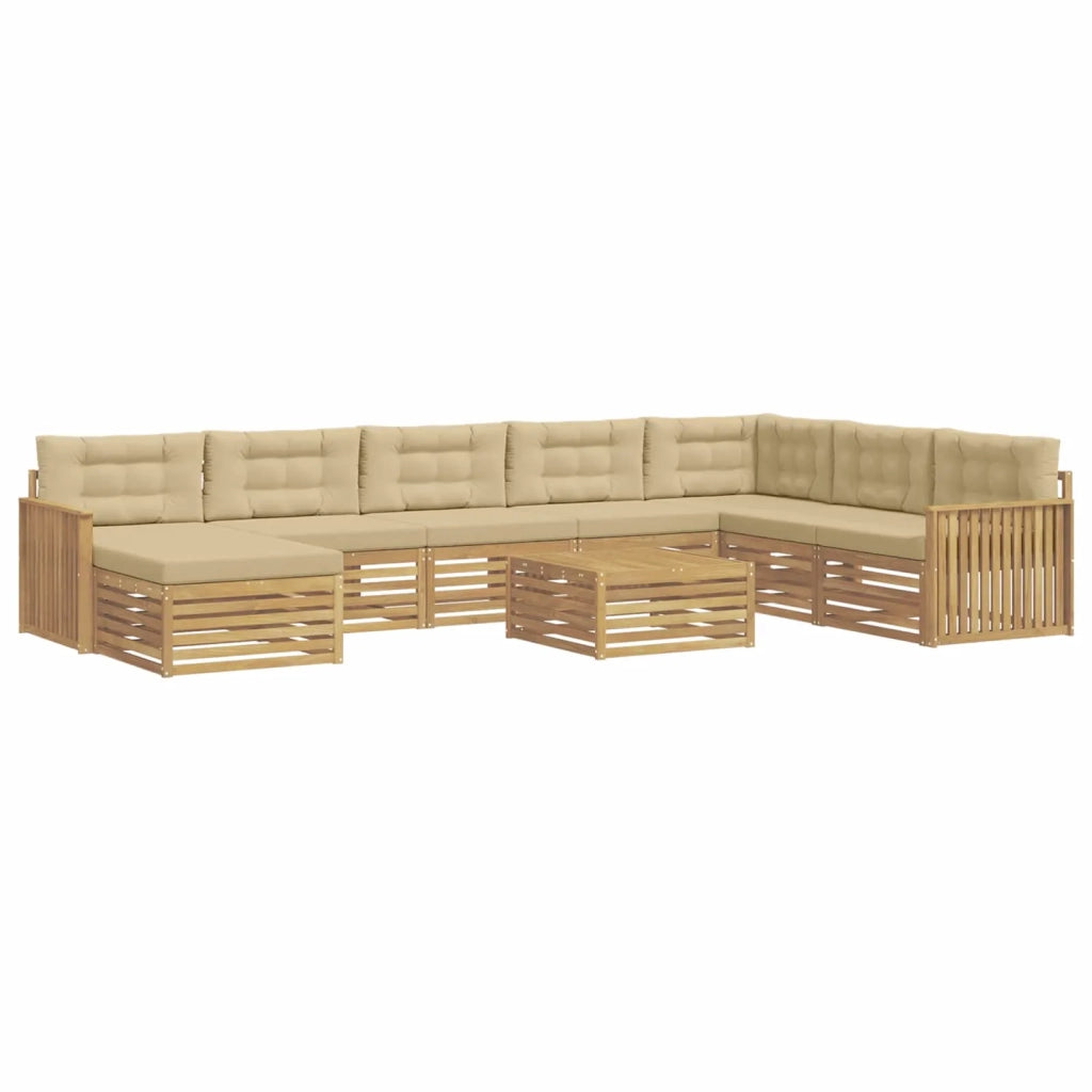 Set di divani da esterno 9 pcs Bianco e Beige 3391003