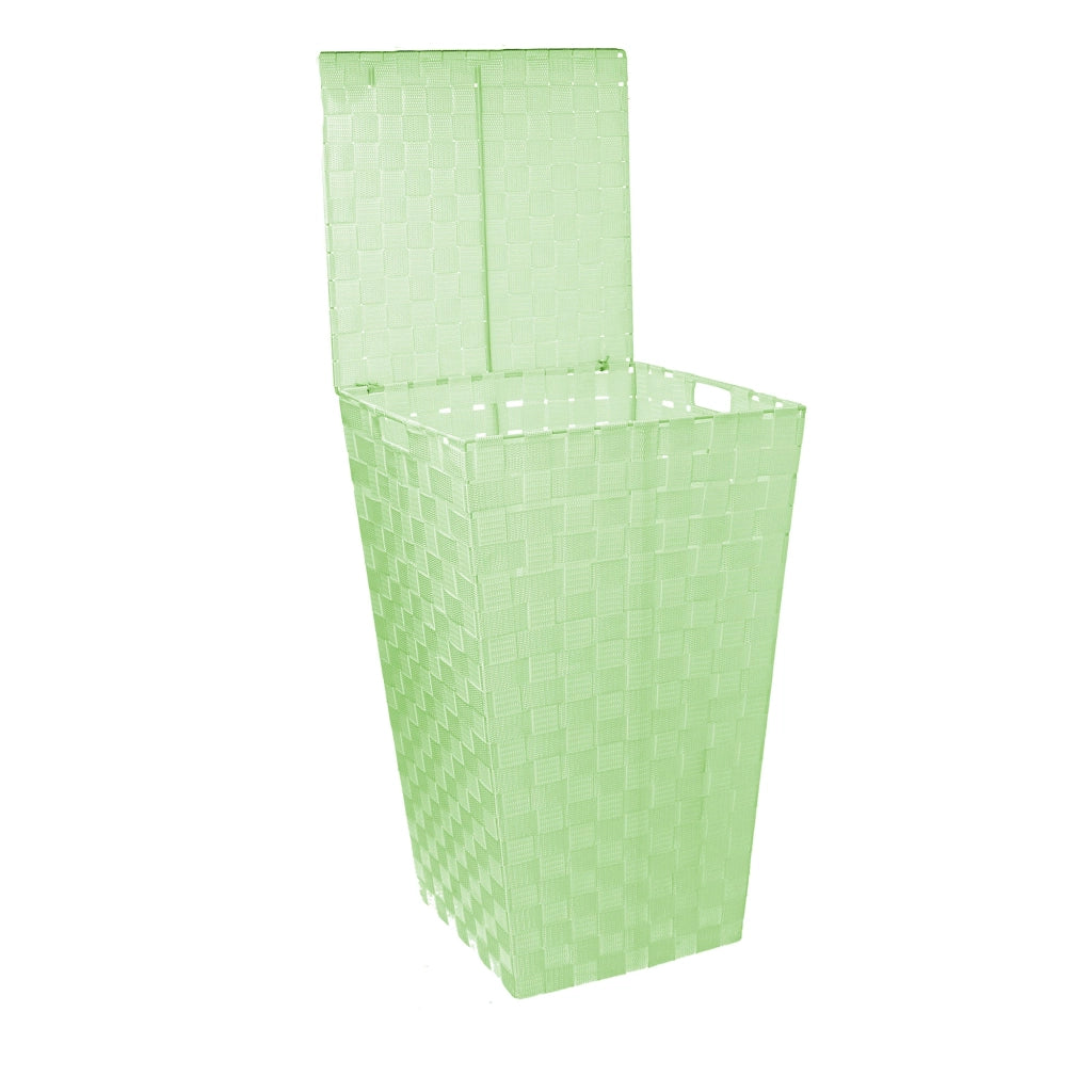 Cesto Portabiancheria in poliestere verde chiaro quadro cm 33x33xh53