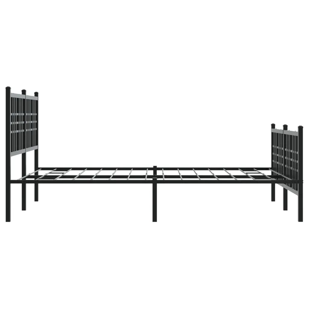 Letto matrimoniale | Letto per adulti | Giroletto con Testiera e Pediera Metallo Nero 120x190 cm
