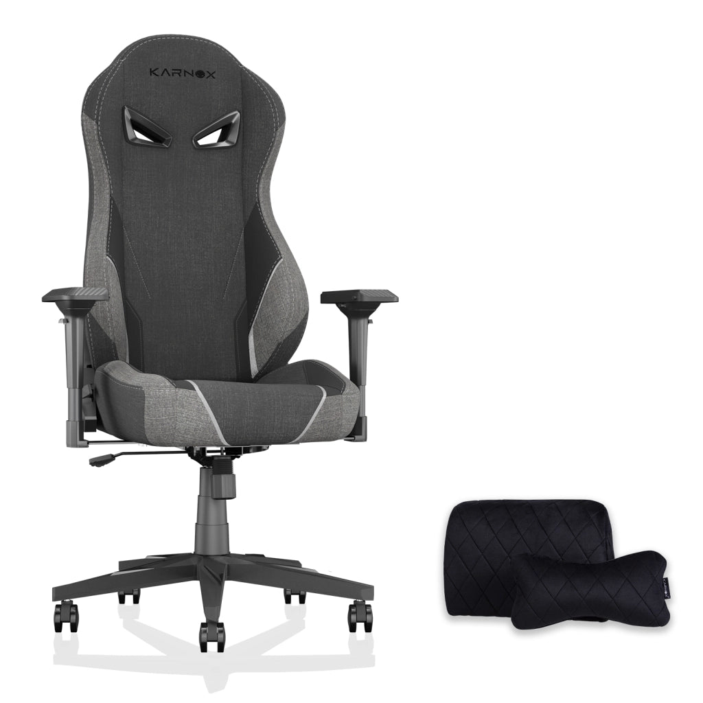 Poltrona Gaming Reclinabile con Poggiatesta ¨C MINIMAL ¨C Tessuto, Grigio Scuro