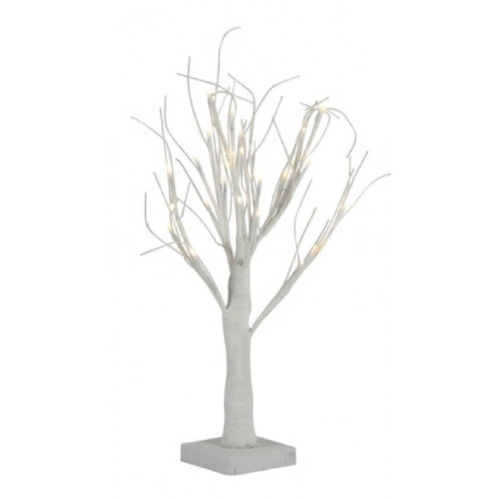 Trade Shop - Albero Decorativo Luminoso 45 Cm Per Interni 24 Led Ecologico A Batteria Bianco -