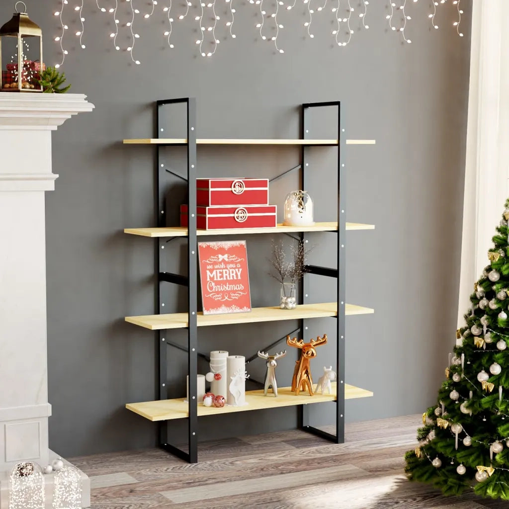 Libreria a 4 Ripiani-Scaffale per Libri-Mobile di Stoccaggio 100x30x140 cm in Legno Massello di Pino