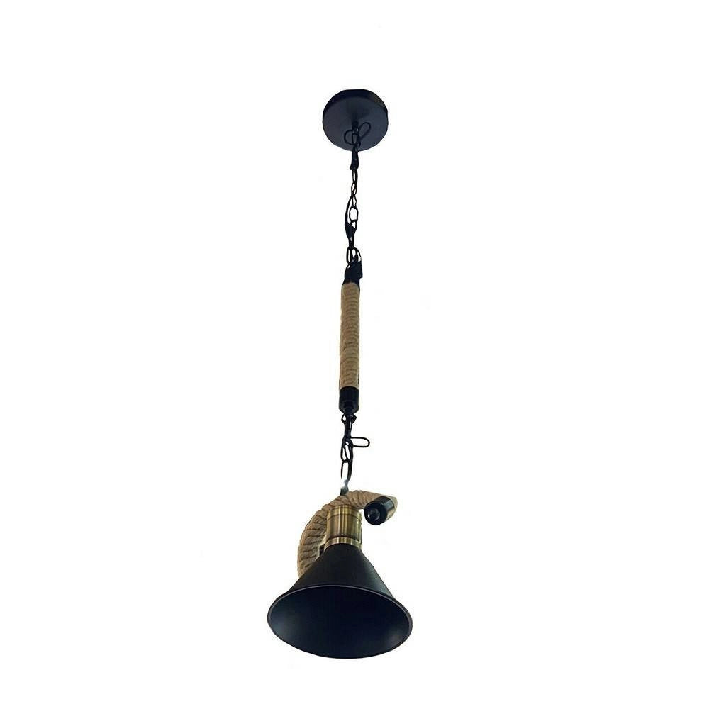Trade Shop - Lampadario In Canapa Paralume Campana E27 Stile Retrò Lampada Industriale B24-1 -
