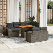 Set Divani da Giardino 11 pz con Cuscini in Polyrattan Grigio 3274593