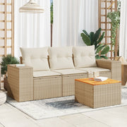 Set Divano da Giardino 4 pz con Cuscini Beige in Polyrattan 3257647
