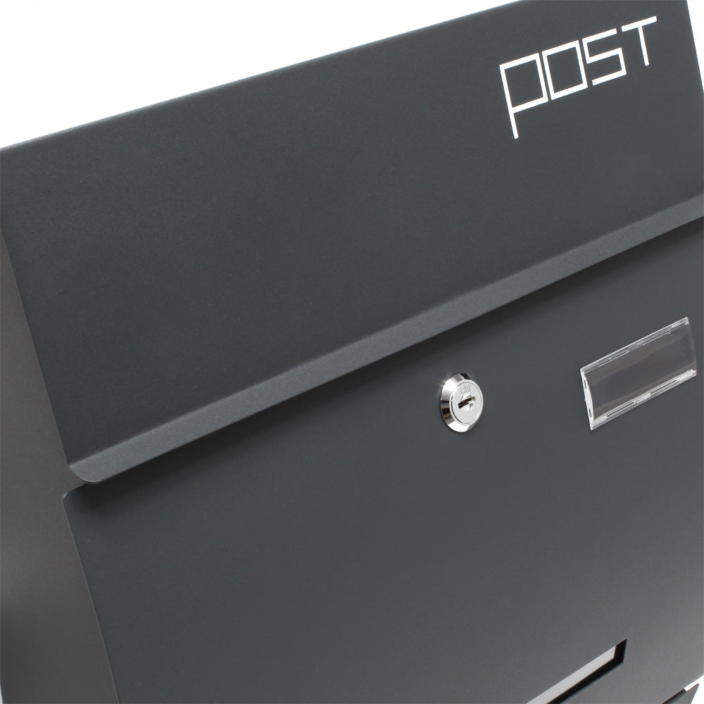 Cassetta postale con portagiornale V4 antracite 350 x 95 x 445 mm con vetrino nome