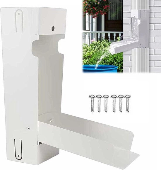 Set di raccolta per irrigazione in acciaio inossidabile per serbatoio di pioggia - adatto al sistema di raccolta di acqua di pioggia portatile standard 8 x 10 cm per il riutilizzo nella zona verde e irrigazione della giardino - bianco