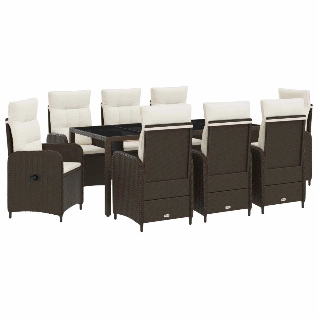 Set da pranzo per esterni 9 pz Marrone e Bianco Crema 3422319