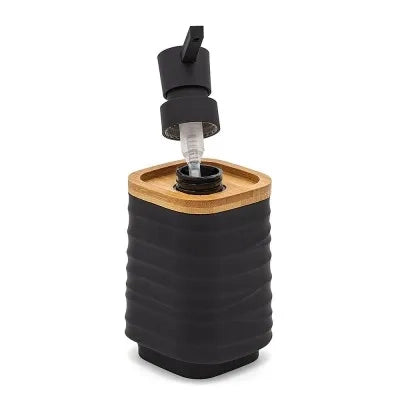 Dispenser sapone da appoggio nero in abs e bambù Wave