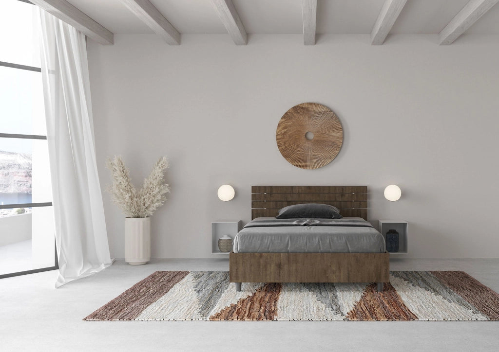 Letto una piazza e mezza con rete 120x190 testata inclinata con doghe quercia Ankel