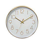 Orologio da Parete Rotondo 30cm con Grandi Numeri e Movimento al Quarzo Preciso Bianco / Dorato Nedis