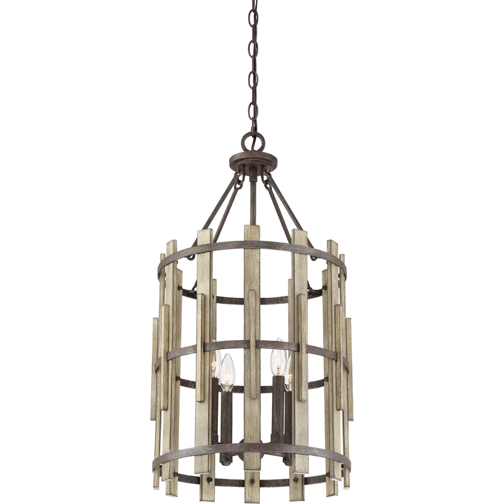 Lampadario rustico nero Wood Hollow 4xE14 60W Quoizel