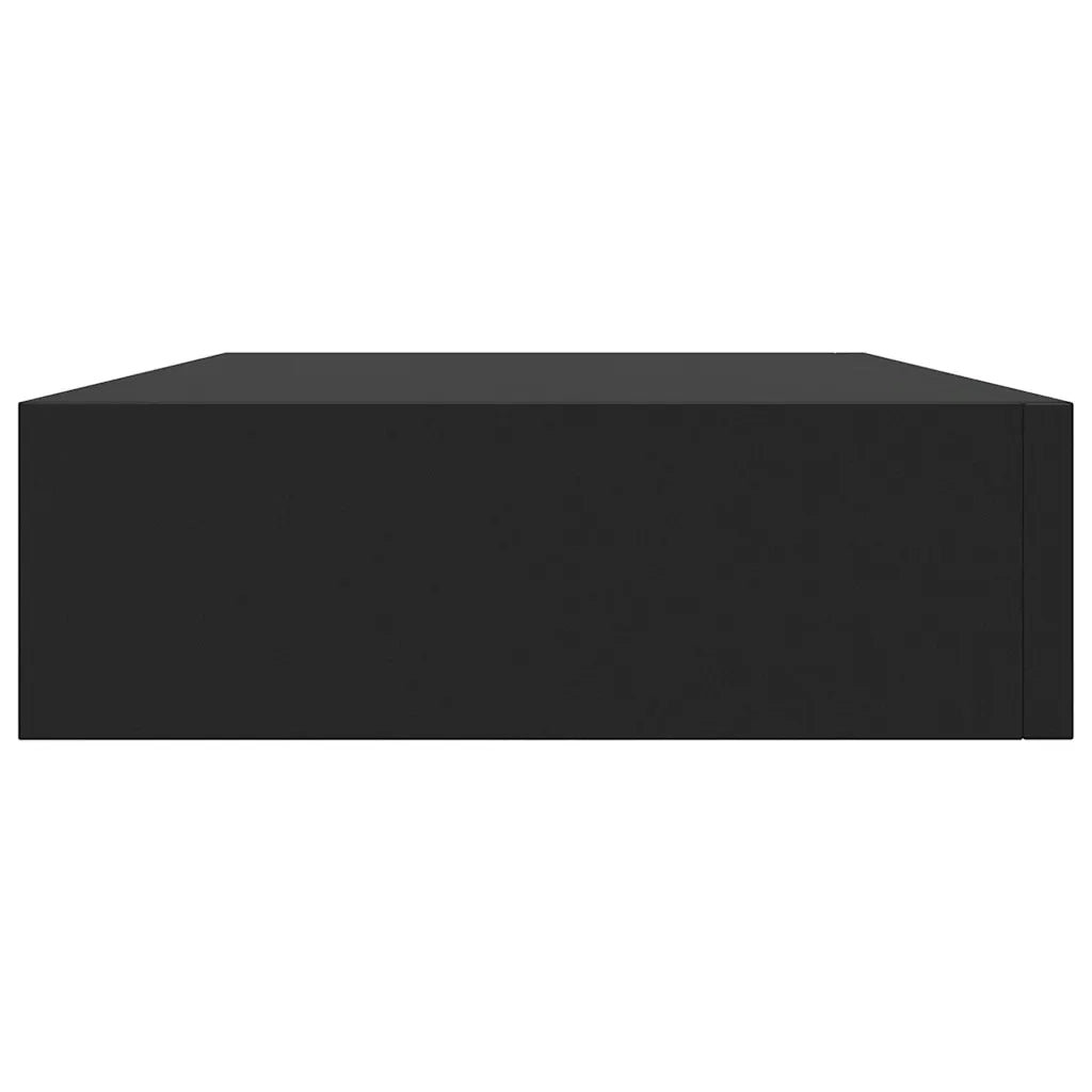 Mensola a Muro Galleggianti con Cassetto Nera 48x25x8 cm 288205