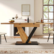 TAVOLO da pranzo allungabile 120-160x75x75,5 cm MDF effetto legno e metallo